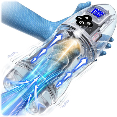 Automatic Male Masturbator Male Sex Toy, Penis Stroker with 10 Vibrating & 7 Sucking & Sexy Moaning & Full Transparent Design, Pocket Pussy Stroker with 3D Textured Adult Sex Toys for Men Masturbation