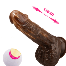 Load image into Gallery viewer, Black Coffee Simulation Penis Wireless Telescopic Rotary Vibration Adult Female Sex Products